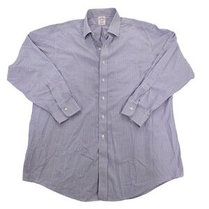 Brooks Brothers Madison 17-34 Mens Purple Check Dress Shirt Supima Cotton EUC